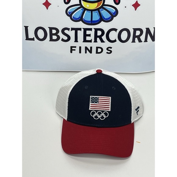 NWT Fanatics Team USA Flag Olympics SnapBack Hat Trucker Cap Mesh Red White Blue - Picture 1 of 6